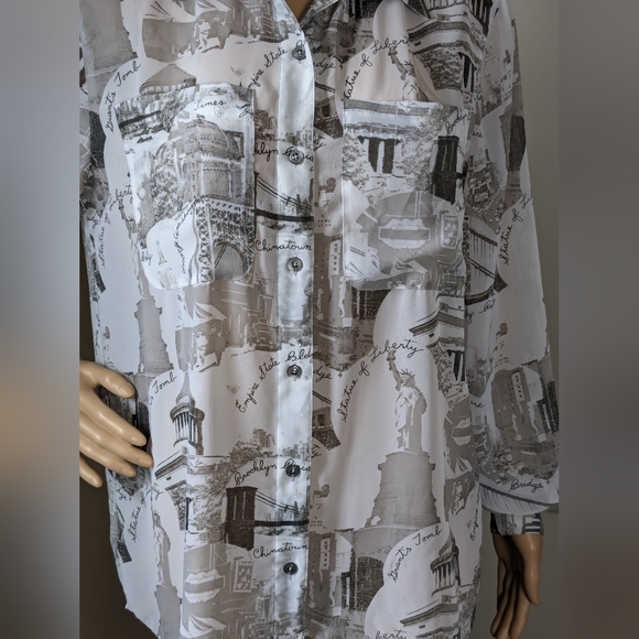 N.Y.C. Inspired Long Sleeve Gray and White Button Up - Picture 12 of 12